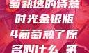 金银瓶下，葡萄熟透的诗意时光金银瓶4葡萄熟了原名叫什么_第01集