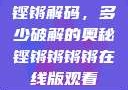 铿锵解码，多少破解的奥秘铿锵锵锵锵在线版观看