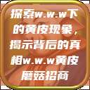 探索w.w.w下的黄皮现象，揭示背后的真相w.w.w黄皮磨菇招商  第1张