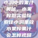 小洞中的果汁奥秘，水果榨取实验探索往小洞里放水果榨果汁会怎样视频  第1张