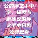 公的浮之手中字，探索与解读公的浮之手中日剧免费观看  第1张