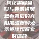 揭秘黑暗爆料与免费视频观看背后的真相黑暗爆料免费视频观看实时播放  第1张