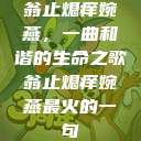 翁止熄痒婉燕，一曲和谐的生命之歌翁止熄痒婉燕最火的一句  第1张
