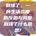 别顶了，一种生活态度的反思与调整别顶了什么意思?  第1张
