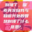 别顶了，探索真实自我与和谐共处的智慧别顶了什么意思?  第1张