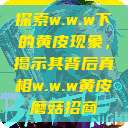 探索w.w.w下的黄皮现象，揭示其背后真相w.w.w黄皮磨菇招商  第1张