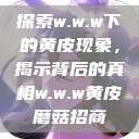 探索w.w.w下的黄皮现象，揭示背后的真相w.w.w黄皮磨菇招商  第1张
